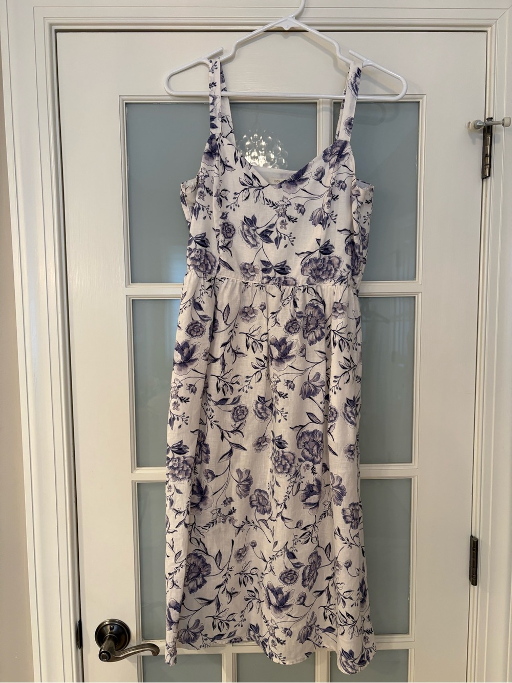 Linen Toile Floral print White and Blue Summer Dress by Cynthia Rowley